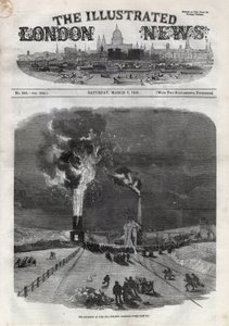 Wybuch w kopalni węgla Lund Hill (Lundhill) w Barnsley w Anglii. Gazeta. Grawerowanie w „The Illustrated London News”” z 7 marca autorstwa Unknown artist