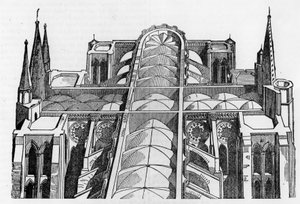 Zewnętrzna i górna część Cathedrale de Chartres (28) od pożaru 4 i 5 czerwca - w „Le magasin malownicze”, lipiec 1836. autorstwa Unknown artist