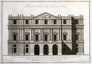 Fasada teatru alla Scala w Mediolanie. autorstwa Unknown artist