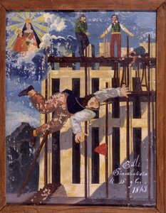 Spadający cieśla z rusztowania - ex-voto Notre Dame de Laghet autorstwa Unknown artist