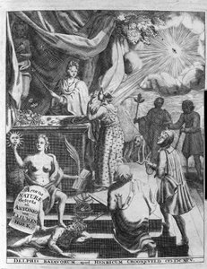 Fałszywy tytuł pracy „Arcana Natura Detecta” holenderskiego kupca i uczonego Antoine van Leeuwenhoek (lub Leeuvenhoek Leeuwenhoeck) (lub Antoni lub Anthonie) (1632-1723) 1695. autorstwa Unknown artist