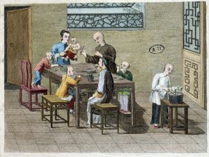 Posiłek rodzinny w Chinach w XIX wieku autorstwa Unknown artist