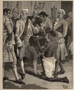 Słynne diamenty: „Cuda cudów” podarowane cesarzowi Brazylii, Joao VI z Portugalii (Jan VI znany jako Klemens) (1767-1826), w 1809 r. Rycina z 1885 r. w „Les arts et metiers illustres”” przez Adolphe BITARD. autorstwa Unknown artist