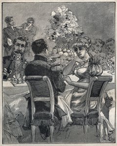 Słynne naszyjniki: naszyjnik z pereł Josephine. Konsul Napoleon Bonaparte pyta o pochodzenie naszyjnika z pereł na szyi jego żony, Josephine de Beauharnais (Marie Josephe Rose de Tascher de La Pagerie autorstwa Unknown artist