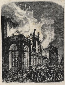 Pożar Opera de la rue Lepelletier (Le Peletier) w Paryżu 28 października autorstwa Unknown artist