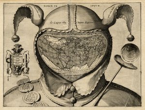 Mapa świata Głowa Głupca, ok. 1587-1595 (miedzioryt) autorstwa Unknown Artist