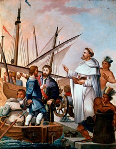 Fra Bartolome de Olmedo wysyłający brygantyny i żeglarzy na wyprawę do nowego świata w 1500 r. autorstwa Unknown Artist