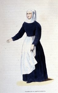 Franciszkanka św. Elżbiety. Zakon założony przez św. Elżbietę Węgierską (1207 - 1231). Rycina XIX wieku. autorstwa Unknown artist