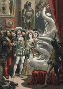 Francois I (1494-1547), król Francji, u włoskiego rzeźbiarza Benvenuto Celliniego (1500-1571) grawer z 1881 r. w „Kult piękna” autorstwa Juan Justo Huguet, redaktorzy Molinas Hermanos autorstwa Unknown artist