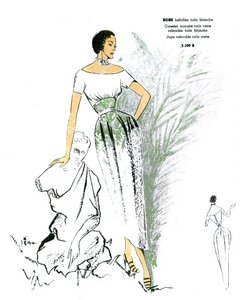 Francuska moda, haftowana sukienka. autorstwa Unknown artist