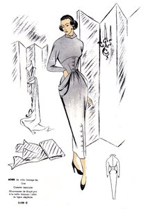 Francuska moda, wełniane sukienki miejskie. autorstwa Unknown artist