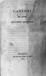 Frontyspicjum „Canzoni” (Pieśni) włoskiego poety Giacomo Leopardiego (1798 - 1837) 1824 autorstwa Unknown artist