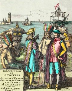Frontispice of „Opis zestawu wszechświata starożytnej i nowoczesnej Europy, ziem południowych i Ameryki”” Tom V, Alain Manesson Mallet (1630-1706) autorstwa Unknown artist