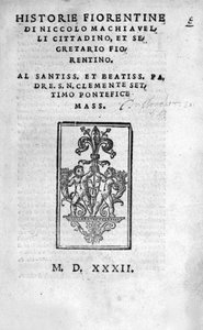 Frontyspekcja „” Historie Fiorentine autorstwa Niccolo (by Bernardo dei) Machiavelli (Nicolas Machiavel) autorstwa Unknown artist