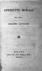 Frontyspicjum „Operette morali” (Małe dzieła obyczajowe) włoskiego poety Giacomo Leopardiego (1798 - 1837) 1827 autorstwa Unknown artist