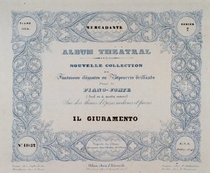 Frontyspicjum opery Il Giuramento Mercadante (1837) autorstwa Unknown artist