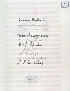 Frontyspis Capriccio genialny na temat Joty Aragonese (hiszpańska uwertura nr 1) Michaiła Glinki autorstwa Unknown artist