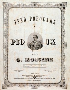Frontyspis partytury Popularny hymn dla Piusa IX autorstwa Gioacchino Rossiniego autorstwa Unknown artist