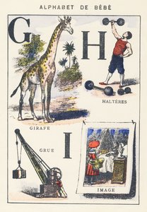 G H I: żyrafa, żuraw, hantle, obraz autorstwa Unknown artist