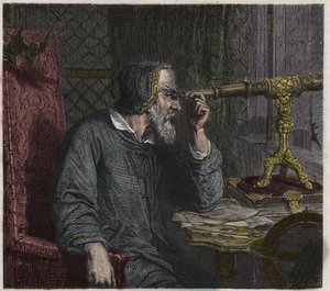 Galileo Galilei i jego teleskop autorstwa Unknown artist