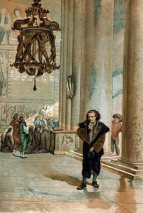 Galileo Galilei dit Galileo (1564 - 1642).obserwując drgania lampy katedry w Pizie. z „Science and its Men Louisa Figuiera”” Barcelona 1881 autorstwa Unknown artist