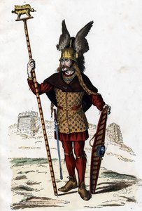 Przywódca galijski noszący znak wojny - w „Strójach cywilnych i wojskowych Francuzów przez wieki Paryż F. Roy 1882”. autorstwa Unknown artist