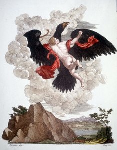 Ganimedes usunięty przez Jowisza (Zeus) przekształcony w orła - grawer autorstwa Unknown artist