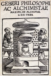 Geberi philosophi ac alchimistae Strona tytułowa umowy alchemicznej. Geber (v721-v815), arabski alchemik autorstwa Unknown artist