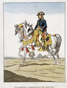 Generał Bonaparte w Egipcie, portret jadący przed piramidami i sfinksem. autorstwa Unknown artist