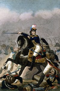 Generał Jean Lannes, książę Montebello (1769-1809) w bitwie pod Essling (21 - 22 maja 1809) Grawerowanie XIX wieku. . Mediolan autorstwa Unknown artist