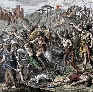 Wandale Genzeryka we Włoszech - Genzeryk (Gejzeryk, ok. 399-477), król Wandalów i jego armia plądruje Włochy, worek Rzymu, 455 autorstwa Unknown artist