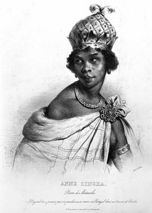 Ginga, królowa Quilombola Matamby i Angoli. ANNE ZINGHA KRÓLOWA ANGOLI. (1587-1663). autorstwa Unknown artist