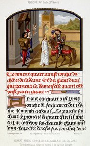 Girart żegna rycerza i damę - faksymile iluminacji z XV wieku autorstwa Unknown artist