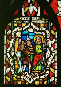 Bóg przeprowadza dzieci Izraela przez Morze Czerwone (witraż) autorstwa Unknown Artist