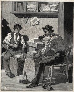Trzepaczka złota. Grawer z 1885 roku w „Les arts et metiers illustres” Adolphe BITARD. autorstwa Unknown artist