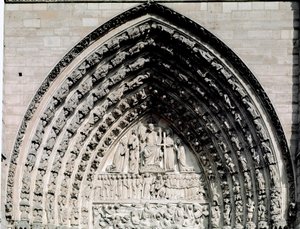Sztuka gotycka: fragment centralnego portalu katedry Notre Dame de Paris autorstwa Unknown artist