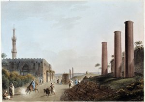 Granitowe filary na portyku kanopusa w starożytnej Aleksandrii - w „Widokach w Egipcie, Palestynie i innych częściach Imperium Osmańskiego”” autorstwa Unknown artist