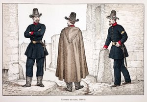 Strażnicy Pokoju (1848-1849). Akwaforta w kolorach, dla ilustracji „Historia korpusu sił pokojowych””” książka wydana pod patronatem Louisa Lepine’a (1846-1933) prefekta policji nad Sekwaną, autorstwa Alfreda Reya (1864-?) i Louisa Ferona autorstwa Unknown artist