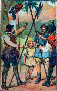 Guillaume Tell (William Tell) (legendarni bohaterowie szwajcarskiej niepodległości) odmówił pokłonu. Chromolitografia z końca XIX wieku. autorstwa Unknown artist