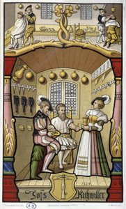 Sceny fryzjerskie i fryzjerskie - faksymile miniatury z 1559 r. autorstwa Unknown artist
