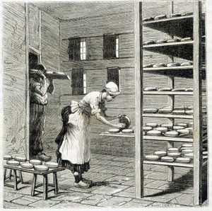 Haloir (lub suszarka) do produkcji sera camembert – w „Cuda przemysłu” Louisa Figuiera autorstwa Unknown artist