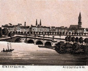 Hamburg (Hamburg), Niemcy: widok na Alsterdamm. w „” Świat ilustruje 168 odsłon”” Niedatowany (koniec XIX wieku) autorstwa Unknown artist