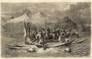 Harp Seal Hunt - Polowanie na foki na Grenlandii - Grawerowanie z „” The Illustrous Universe”” 1866 autorstwa Unknown artist
