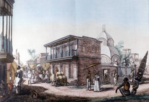Budynki hinduskie: ulica w mieście Kalkuta (Kolkata), Indie. autorstwa Unknown artist