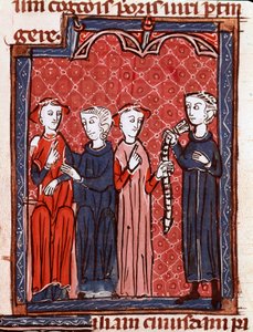 Historia prawa kanonicznego: „Kobieta skazana na pas czystości” Miniatura zaczerpnięta z „Decret de Gratien” („Concordia discordantium canonum” lub „Decretum Gratiani”) z 1140 r. regulująca prawa i kanony Kościoła rzymskokatolickiego . 13th autorstwa Unknown artist