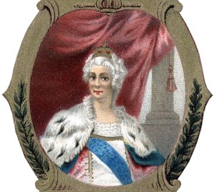 Historia Rosji: Portret Katarzyny II Rosji (1729-1796). Późna chromolitografia XIX wieku. autorstwa Unknown artist