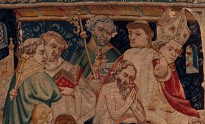 Historia św. Piata i św. Eleutery, Scena 7 Chrześcijańscy wygnańcy, Szczegół. Chrzest. autorstwa Unknown artist