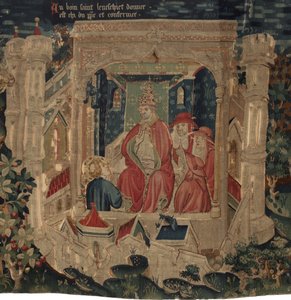 Historia św. Piata i św. Eleutery, scena 9: św. Eleutere zostaje potwierdzony przez papieża jako biskup Tournai autorstwa Unknown artist