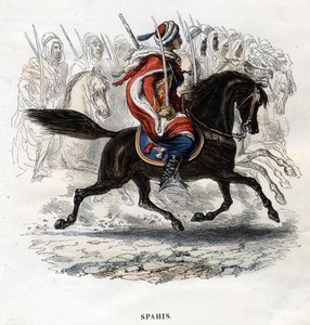 Spahis konny. Grawerunek z 1844 roku. autorstwa Unknown artist