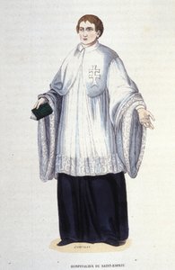 Szpitalnik Zakonu Wojskowo-Zakonnego Ducha Świętego ufundowany przez Henryka III w 1578 r. Rycina z XIX wieku. Prywatne Coll., Mediolan. autorstwa Unknown artist